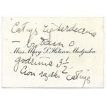 Miss Mary S. Helena Modjeska. Visiting card of Helena Modjeska's granddaughter Marylka.