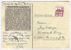 [GIEDROYĆ Jerzy - Briefwechsel mit dem Herausgeber]. Postkarte an J. Giedroyc mit Zeitungsausschnitt und kurzem Brief von...