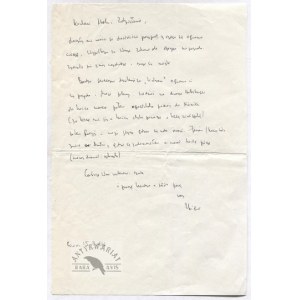 Jednostronicowy list Z. Herberta do Z. Najdera, dat. 15 II 1966 w Wiedniu.