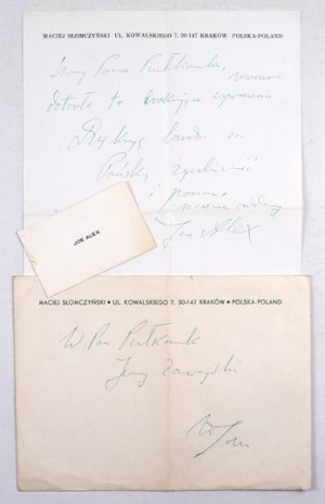 (SŁOMCZYŃSKI Maciej). Kurzer handschriftlicher Brief von Maciej Słomczyński an Oberst Jerzy Zawiejski,...