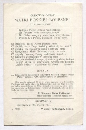 Souvenir da Yaroslavl. La vera immagine della miracolosa N. Vergine Maria Addolorata presso i Padri Domenicani a Jarosław. Incoronata in ...