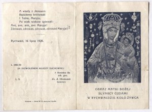 OBRAZ Matki Bożej słynący cudami w Rychwałdzie koło Żywca. 1928.