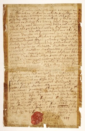 Contrat pour un meunier. Manuscrit de 1793 provenant de Rojów, Grande Pologne.