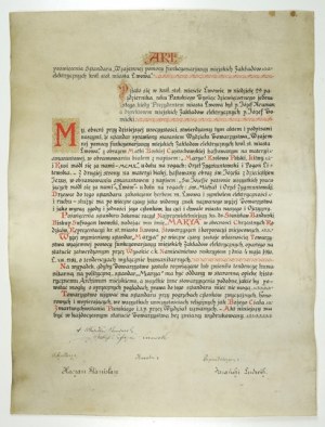 [Lvov, diploma in pergamena]. Calligrafia su pergamena 