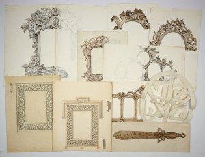 [FRAMES - designs]. Hand-drawn designs of decorative frames and borders, made by Boleslaw Starzynski in l....