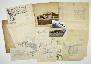[RUDNO - Castello di Tenczyn]. Materiale di Zbigniew Mehoffer contenente idee per la ristrutturazione del castello di Tenczyn a Rudno, preparato...