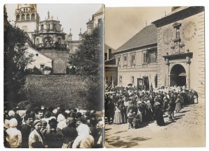 [CZĘSTOCHOWA - Wallfahrt nach Jasna Góra - Situationsaufnahmen]. [Anfang 20. Jahrhundert]. Satz von 2 Fotografien form....