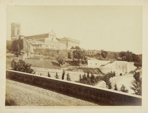 [ITALIA - FLORENCE - exterior view of the basilica of San Miniato al Monte - view photograph]. [l. 70s of the 19th century]....