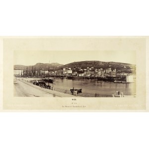 [NICEA - panorama miasta w widokiem na dom Garibaldiego i port - panorama widokowa]. [l. 80. XIX w.]....