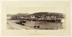 [NICEA - panorama miasta w widokiem na dom Garibaldiego i port - panorama widokowa]. [l. 80. XIX w.]....