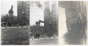 [KRAKÓW - burzenie pomnika Mickiewicza przez okupantów - fotografie sytuacyjne]. [po 17 VIII 1940]...