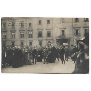 [I WOJNA św. - wprowadzenie członków Rady Regencyjnej na Zamek Królewski w Warszawie]....