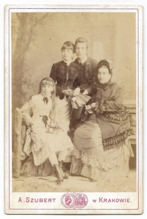 [FOTOGRAFIA DI RITRATTO - madre con figli - ripresa in formato cabinet]. [non prima del 1878]. Forma della fotografia. 13,...