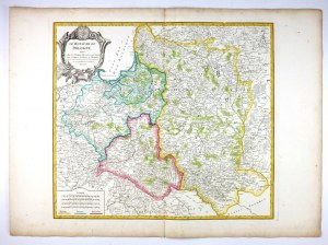 Mapa Polska od R. de Vaugondyho kolem roku 1795.