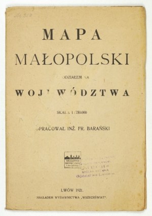 Karte von Malopolska mit Einteilung in Provinzen. 1921.