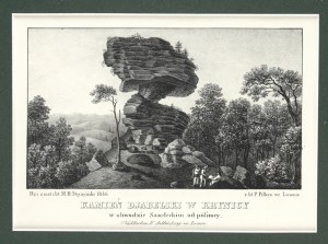 Der Djabel-Stein in Krynica. Lithographie von M. B. Stęczyński, 1847.