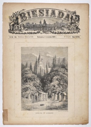 Église en lichen. Gravure sur bois de presse de 1889.