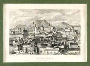 Lviv - Lemberg. Steel engraving from the 1840s.