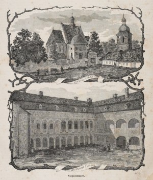 Niepołomice. Press woodcut from 1875.