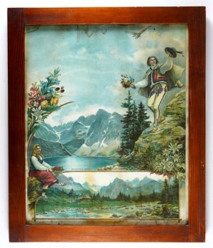 [TATRY]. Morskie Oko dans les Tatras. Vallée de l'eau blanche dans les Tatras. Forme de chromolithographie. 55,5x43,...