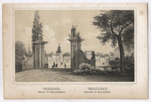 Varsovie. Palais de Wilanów. Lithographie du milieu du XIXe siècle.