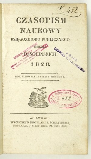 Riviste scientifiche Ossolineum. R. 1, numeri. 1-2. 1828.