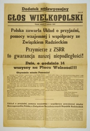 GŁOS Wielkopolski. Dodatek nadzw. - zawarcie przymierza z ZSRR. 24 IV 1945.