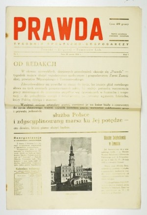 SPRÁVNE (Zamosc). Č. 1: 1939; číslo vytlačené zlatým atramentom.