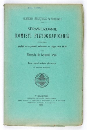 ZPRÁVA Fyziografické komise. T. 51. 1917.