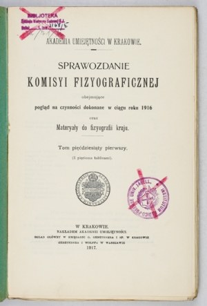 ZPRÁVA Fyziografické komise. T. 51. 1917.