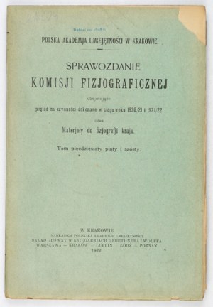 ZPRÁVA Fyziografické komise. T. 55/56. 1922.