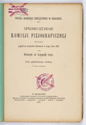 RAPPORT de la Commission Physiographique. T. 57. 1923.