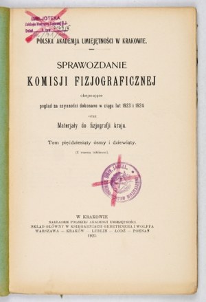 SPRAWOZDANIE Komisji Fizjograficznej. T. 58/59. 1925.