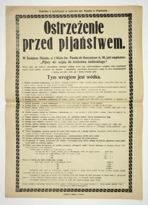 VAROVÁNÍ před opilstvím. cca 1910.