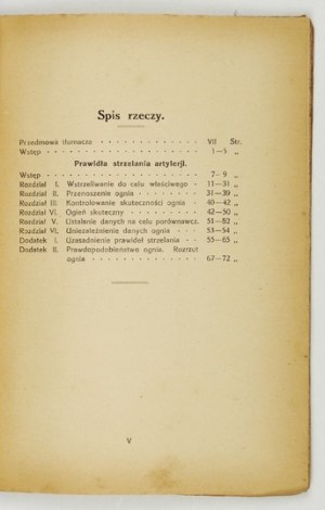 FRENCH artillery firing rules and their justification. Translated from the franc. W. J. Polinski. Torun 1924....