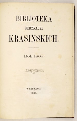 LIBRARY of the Krasinski Ordynacy. 1868 [Vol. 1]:  Diary of the Petrograd Sejm, R. P....