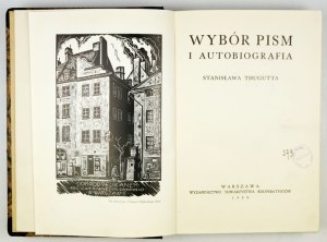 THUGUTT Stanisław - Sélection d'écrits et autobiographie. Varsovie 1939. société coopérative. 8, pp. XV, [1], 375, [1], tabl....