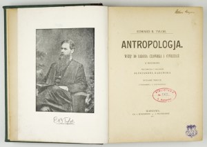 TYLOR Edward B. - Anthropology. An introduction to the study of man and civilization. (With drawings.) Translated from ang....