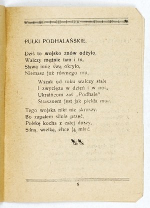 Pieseň o Podhalí. 1920. plebiscitný výtlačok.