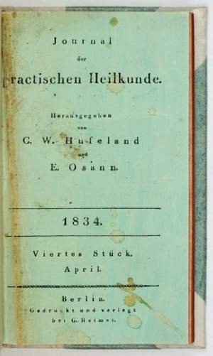 Číslo berlínského časopisu s Kützinovým pojednáním o přikrývce. 1834.