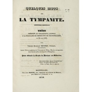 OKUSZKO W. – Quelques mots sur la tympanite. 1836.