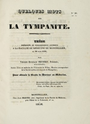 OKUSZKO W. – Quelques mots sur la tympanite. 1836.