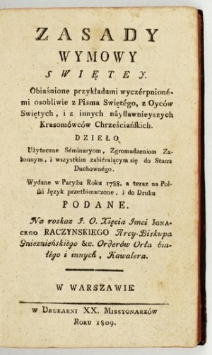 HEDOUIN J. - Zásady posvátné výslovnosti. 1809.