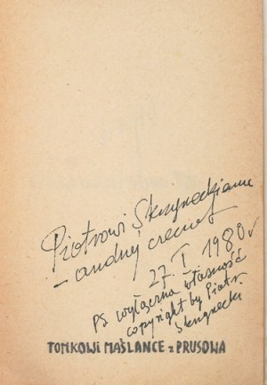 CZECZOT A. - Gumno. 1979. dedication by the author to P. Skrzynecki.