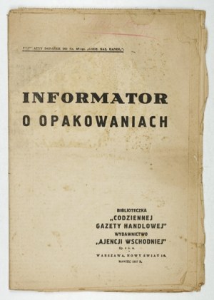 Informateur sur l'emballage. Supplément gratuit au n° 48 de 