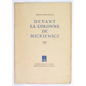 TESLAR J. A. – Devant la Colonne de Mickiewicz. 4. publikacja florenckiej oficyny S. Tyszkiewicza,...