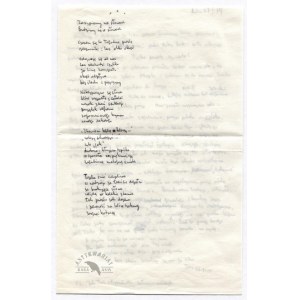 Dwustronicowy list Z. Herberta do Z. Najdera z wierszem Zasypiamy na słowach, dat. 27 I 1967 w Amiens (?)