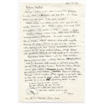Dwustronicowy list Z. Herberta do Z. Najdera z wierszem Zasypiamy na słowach, dat. 27 I 1967 w Amiens (?)