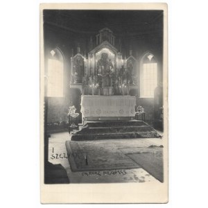 [GÓRY - Szczyrk - ołtarz na Górce - fotografia widokowa]. [nie po VIII 1947]. Fotografia pocztówkowa form. 13,...