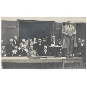 [POLITICS - Stryjaszek during a speech - situational photograph]. December 25, 1929. postcard photograph form....